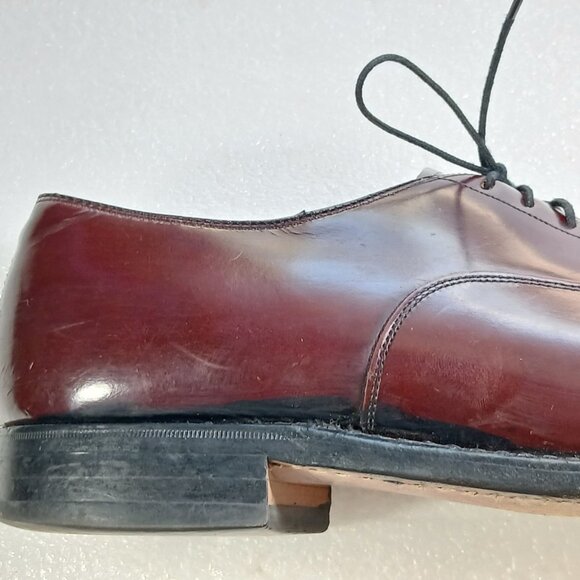 Johnston & Murphy Aristocraft Burgundy Leather Cap Toe Oxfords Mens 10 Good Cond - Picture 7 of 15